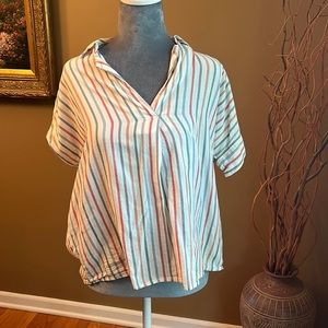 Madewell top white with colored stripes